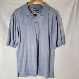 VTG Jos A Bank Leadbetter Golf Polo Shirt Men M Blue Windowpane Check